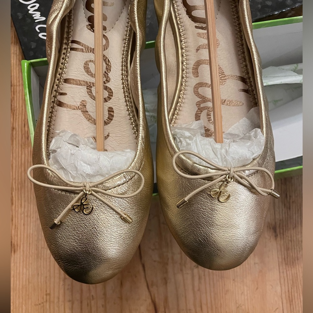 Sam Edelman Felicia Gold Leather Ballet Flats - Picture 4 of 14